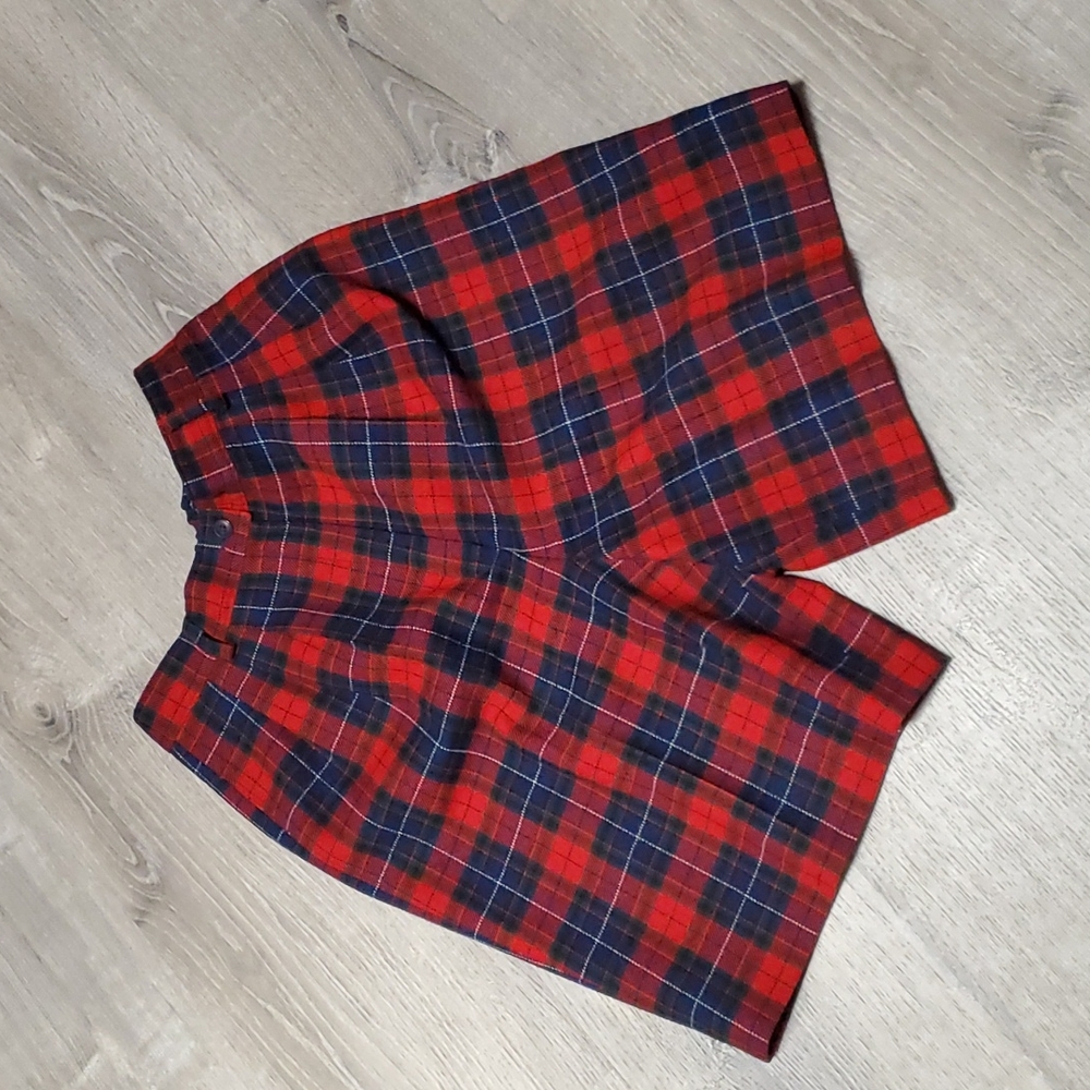 Vintage Pendleton wool high waist mom shorts check full lining women size 8 Y2K